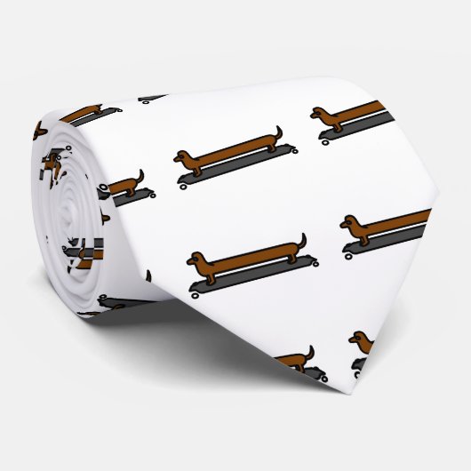 Cravate chien de dachshund skateboard (Roulé)