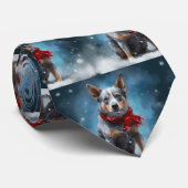 Cravate Chien de Heeler Bleu à Noël de neige (Roulé)