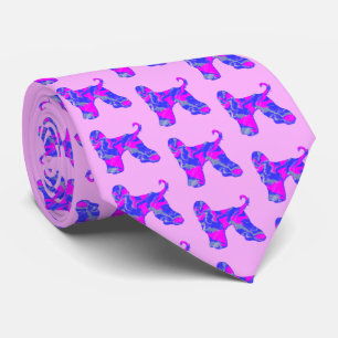 Cravate Chien de l'Afghanistan rose et bleu rose foncé cou