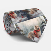 Cravate Chien de lappund finlandais à Noël de neige (Roulé)