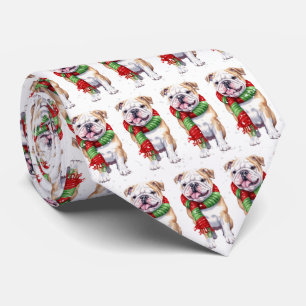 Cravate Chien De Noël Dans Les Snowflakes
