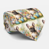 Cravate Chien de taureau français avec oeufs de Pâques (Roulé)