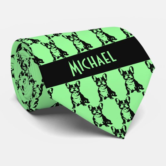 Cravate Chien de taureau vert à la menthe (Roulé)