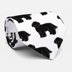 Cravate Chien de Terre-Neuve noir dessin animé