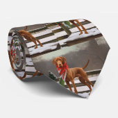 Cravate Chien de Vizsla à Noël de neige (Roulé)
