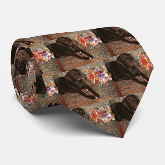 Cravate Chien d'Halloween avec dent sucrée (Roulé)