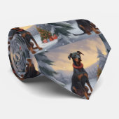 Cravate Chien Doberman pendant Noël de neige (Roulé)