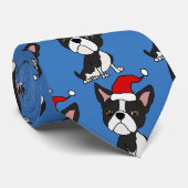 Cravate Chien drôle de Boston Terrier dans Noël de (Roulé)