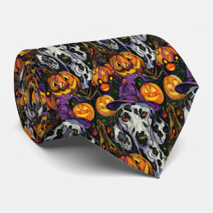 Cravate Chien éffrayant Dalmatien Halloween sorcière et Ci