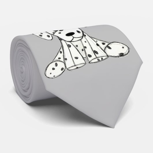 Cravate Chien en dalmate dessin simple noir (Roulé)