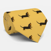 Cravate Chien espiègle drôle de teckel (Roulé)