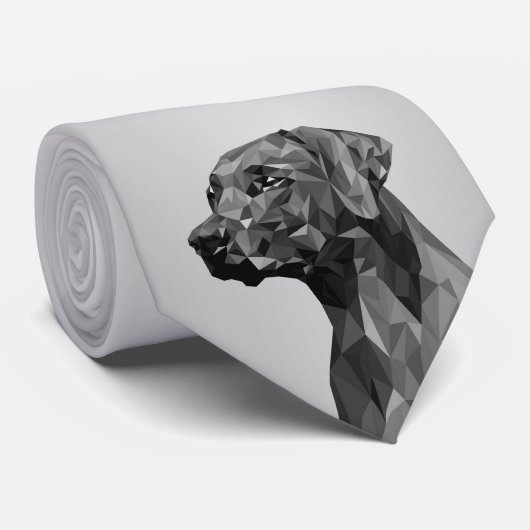 Cravate Chien géométrique gris (Roulé)
