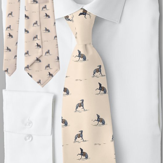 Cravate Chien Greyhound Motif Vintage Peach