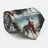 Cravate Chien gris à Noël de neige (Roulé)