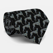 Cravate Chien gris Silhouette Jaune et Bleu Noir (Roulé)