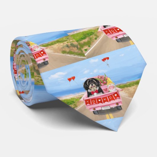 Cravate Chien Havanais Saint Valentin Camion (Roulé)