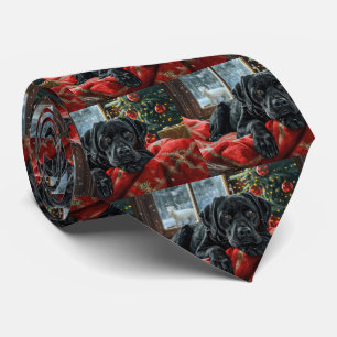 Cravate Chien Labrador noir Noël Festif