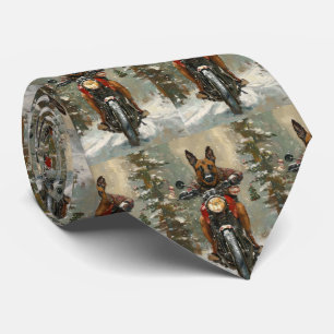 Cravate Chien Malinois Belge à moto Noël
