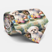 Cravate Chien maltais avec oeufs de Pâques vacances (Roulé)