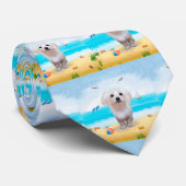 Cravate Chien maltais sur la plage (Roulé)