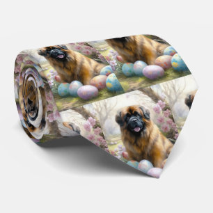 Cravate Chien Mastiff Tibétain avec Vacances de Œufs de Pâ