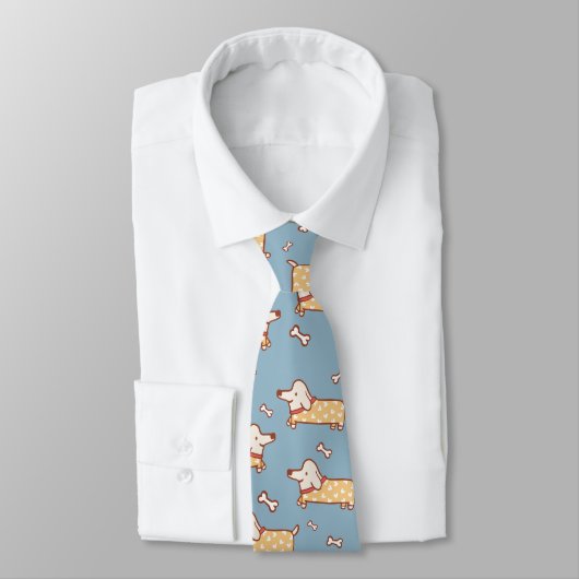 Cravate Chien mignon et Motif sans os (Attaché)