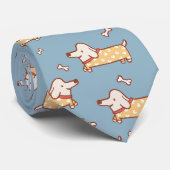 Cravate Chien mignon et Motif sans os (Roulé)