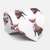 Cravate Chien motif marron et blanc tendance Pit Bull  (Roulé)