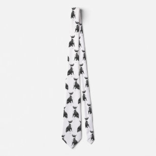 Cravate Chien noir et blanc de pitbull de motif à la mode