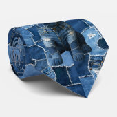 Cravate Chien Patchwork Art Denim (Roulé)