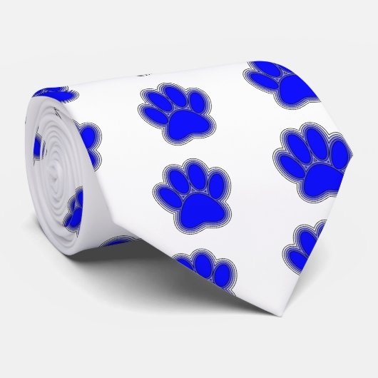 Cravate Chien Paw En Bleu Avec Contours (Roulé)