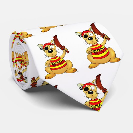 Cravate Chien pirate drôle avec épée jouet (Roulé)