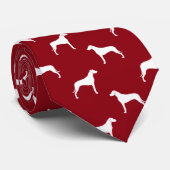 Cravate Chien Rhodesian Ridgeback Silhouettes Motif Rouge (Roulé)