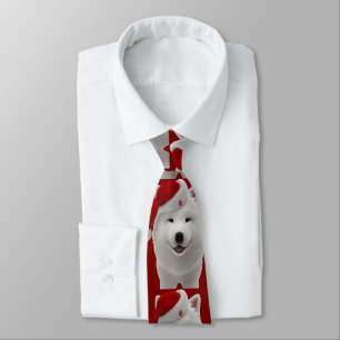 Cravate Chien Samoyède de style dessin animé mignon festif