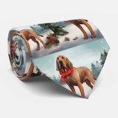 Cravate Chien sanglant à Noël de neige (Roulé)