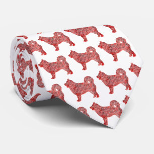 Cravate Chien sibérien Husky Noël Silhouette Blanc Cou