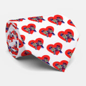 Cravate Chien sibérien Husky Silhouette Valentines Jour Bl (Roulé)