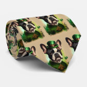 Cravate Chien-taureau français en tenue de la Saint Patric (Roulé)