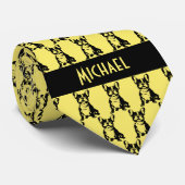 Cravate Chien-taureau français jaune citron (Roulé)