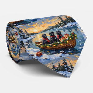Cravate Chien Terre-Neuve Noël Bateau Fêtes