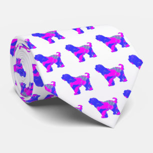 Cravate Chien Tibétain Terrier Rose Silhouette Blanc Cou