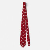 Cravate Chien Whippet Silhouettes Motif Rouge et blanc (Devant)