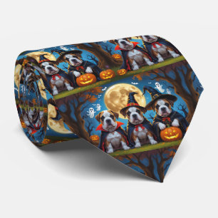 Cravate Chiens Bullmastiff Citrouille Halloween Funny