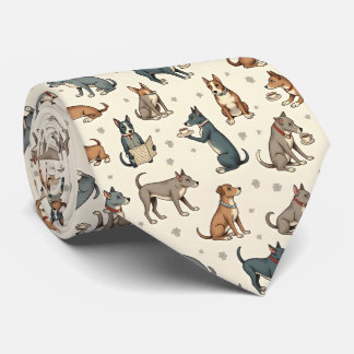 Cravate Chiens charmants lisant et se détendant motif