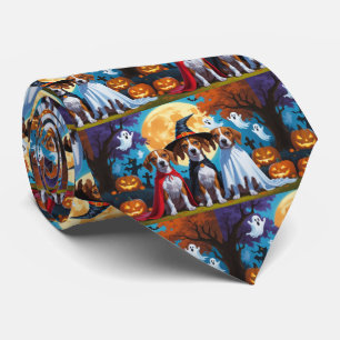 Cravate Chiens de Basenji Citrouille Halloween drôle