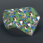 Cravate Chiens de berger australiens australiens Aussies F<br><div class="desc">Des illustrations jolies et réalistes de chiens ou d'australiens Shepherd et de feuilles de monstères tropicales vertes et vives sont dressées contre un arrière - plan bleu royal sur cette cravate à motifs.</div>