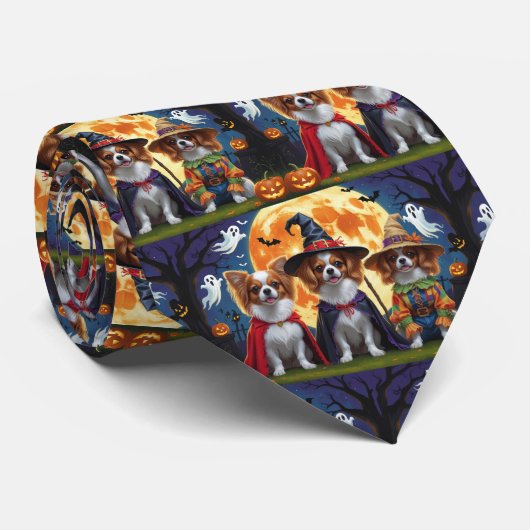Cravate Chiens de Papillon Citrouille Halloween Funny (Roulé)