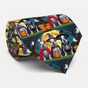 Cravate Chiens de Pitbull Citrouille Halloween drôle