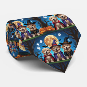 Cravate Chiens de Terre-Neuve Citrouille Halloween Funny