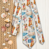 Cravate Chiens d'été Coloré Personnalisé Monogramme Motif